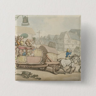 The Paris Diligence (pen & ink and w/c on paper) 15 Cm Square Badge