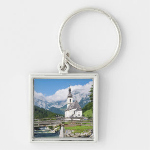 The parish church of Ramsau in Bavaria, Germany Key Ring