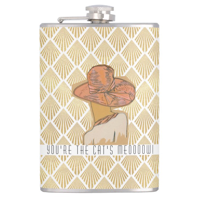 The Parisian Flapper Fashionista Art Deco Style  Hip Flask (Front)