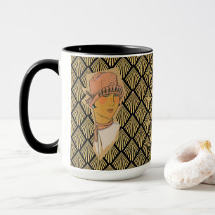 The Parisian Flapper & Gold Art Deco Pattern Mug