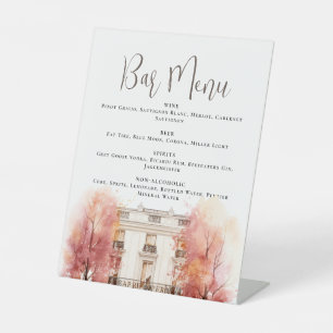 The Parisienne Wedding Bar Menu Pedestal Sign
