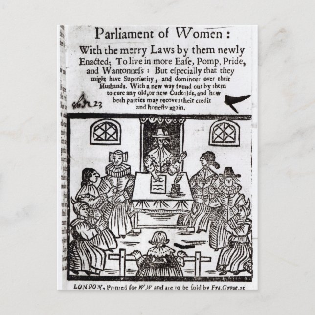 The Parliament of Women, 1656 Postcard (Front)