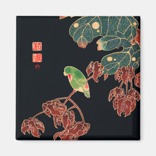 The Paroquet Colorful Bird Japanese illustration Magnet