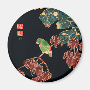 The Paroquet Colorful Bird Japanese illustration Magnet
