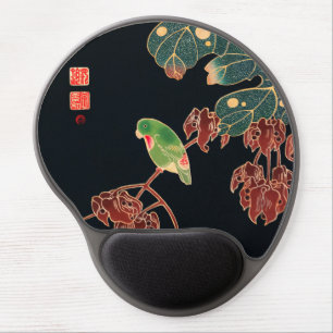 The Paroquet Colourful Bird Japanese illustration Gel Mouse Mat