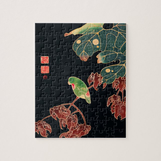 The Paroquet Colourful Bird Japanese illustration Jigsaw Puzzle (Vertical)