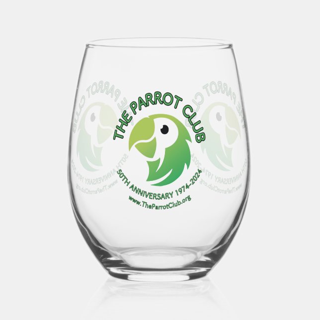 The Parrot Club 50th Anniversary  Stemless Wine Glass (Front)