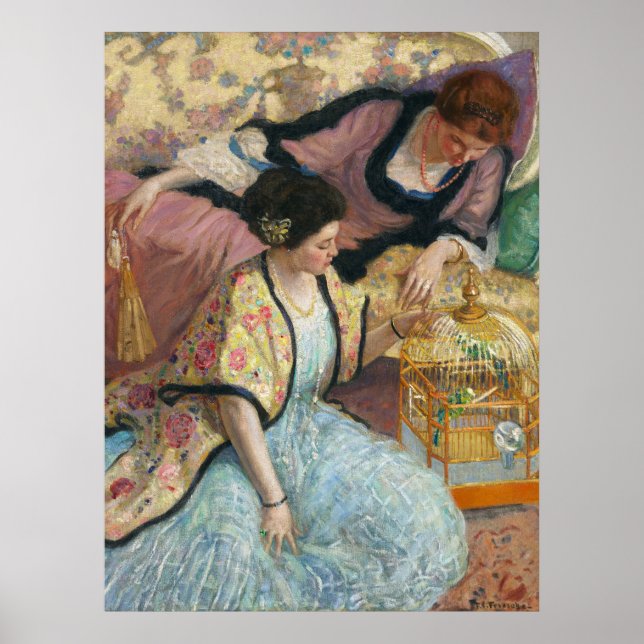 The Parrots by Frederick Carl Frieseke Poster (Front)