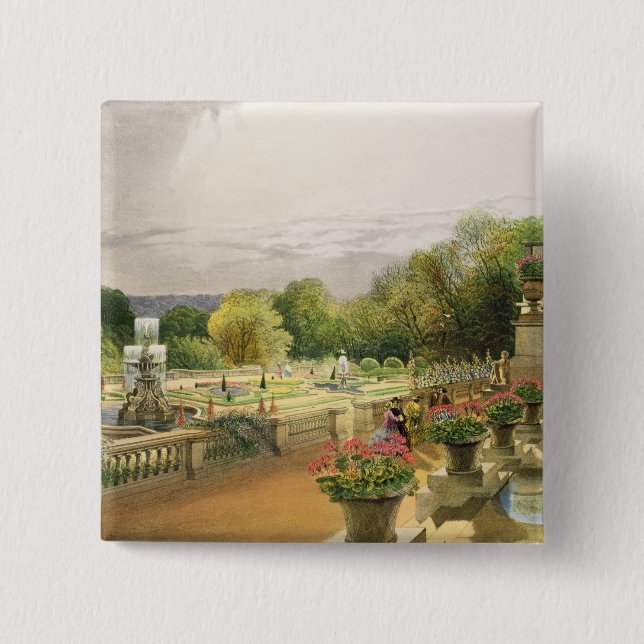 The Parterre, Harewood House near Leeds, pub. by T 15 Cm Square Badge (Front)