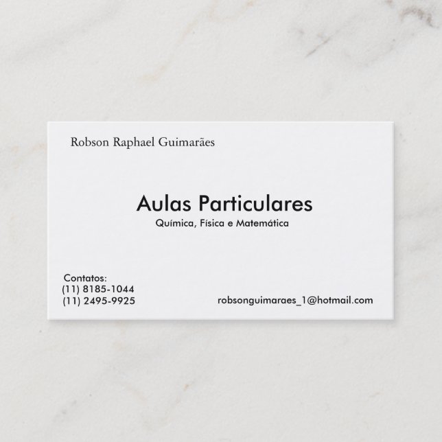 The Particular Robson Raphael Guimarães, Lessons, Business Card (Front)