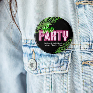 The Party Green & Pink Tropical Bach 7.5 Cm Round Badge