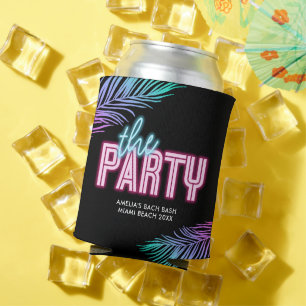 The Party Neon Blue & Pink Tropical Bach Can Cooler
