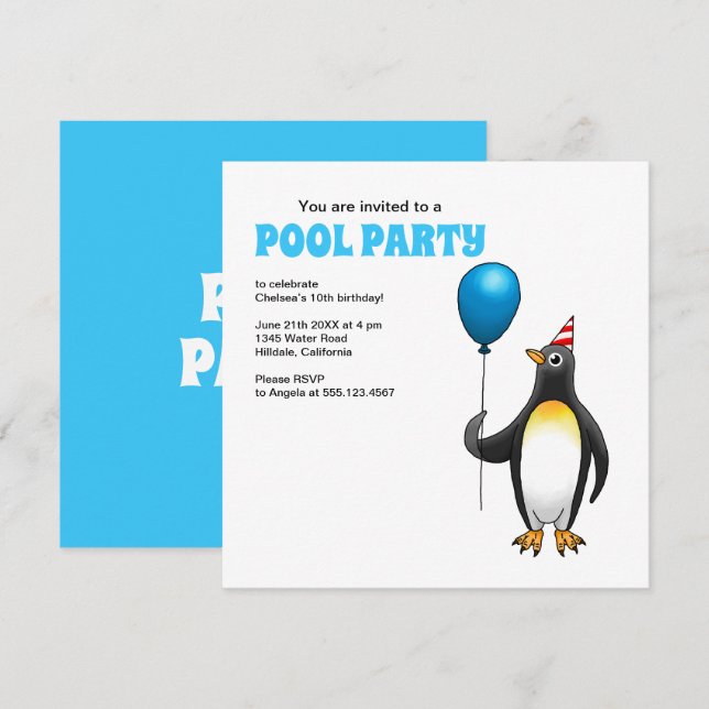 The Party Penguin Invitation (Front/Back)