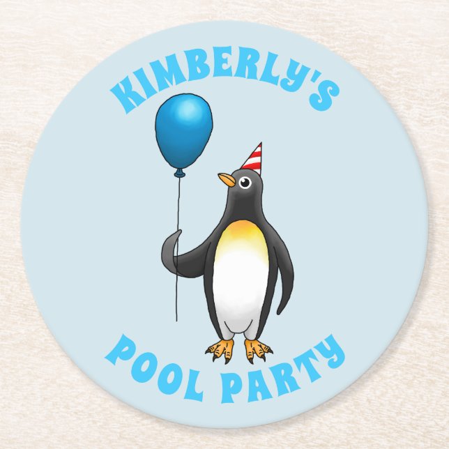 The Party Penguin Round Paper Coaster (Front)