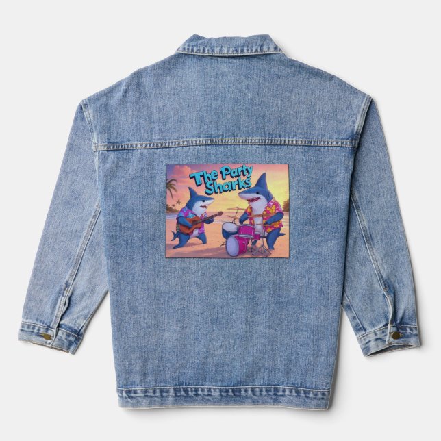The Party Sharks Band Denim Jacket (Back)