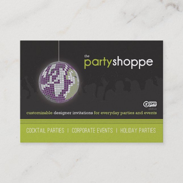 The Party Shoppe NEW Business Cards (9/2016) (Front)