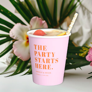 The Party Stars Here! Bold Font Wedding Paper Cups