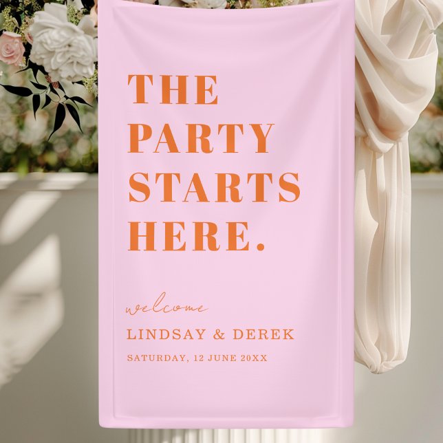 The Party Stars Here! Bold Font Wedding Welcome Banner (The Party Stars Here! Bold Font Wedding Welcome Banner)