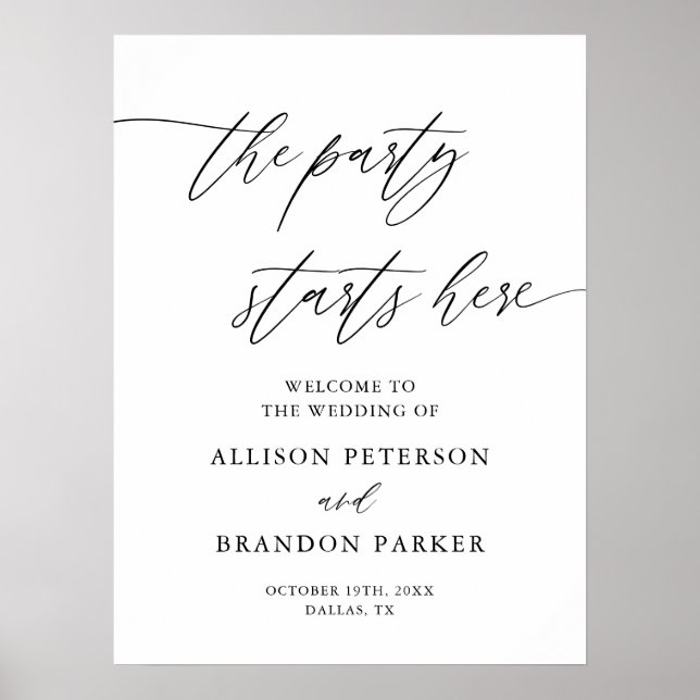 The Party Starts Here Wedding Sign Printable (Front)
