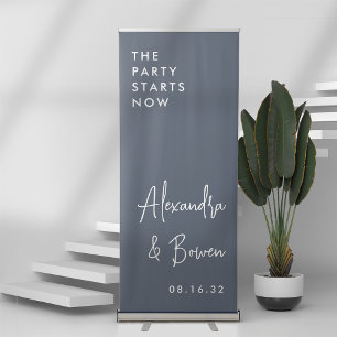 The Party Starts Now Wedding Sign Navy