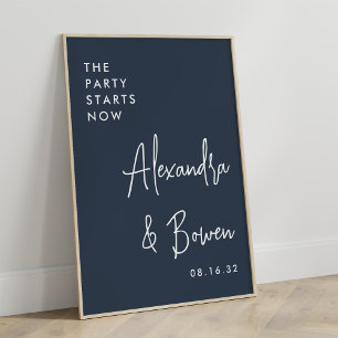 The Party Starts Now Wedding Sign   Navy