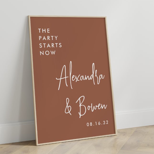 The Party Starts Now Wedding Sign | Rust (Creator Uploaded)