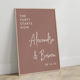 The Party Starts Now Wedding Sign Terracotta