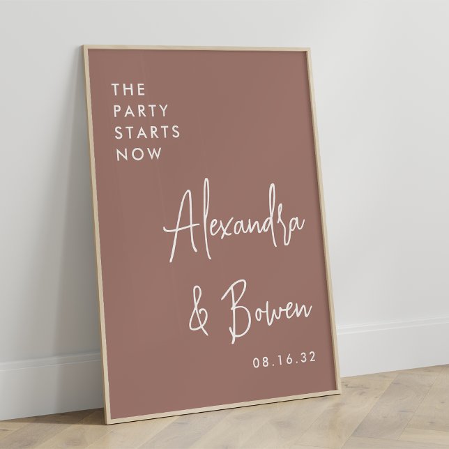 The Party Starts Now Wedding Sign | Terracotta (Creator Uploaded)