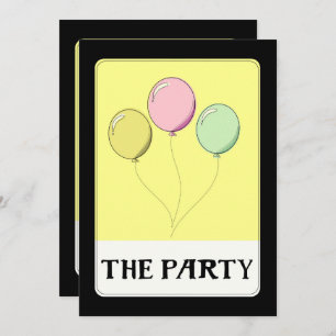 THE PARTY Yellow Tarot Style Birthday Balloons Invitation