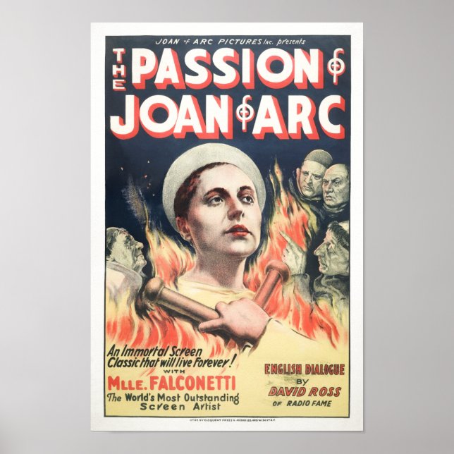 The Passion of Joan of Arc Movie Promotional Ad Poster (Front)