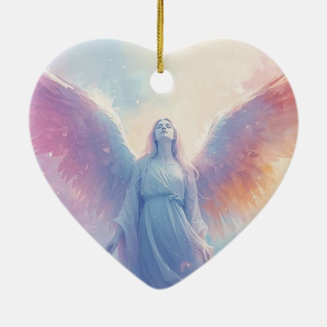 The Pastel Angel on Romantic Valentine Tree Ceramic Tree Decoration (Back)