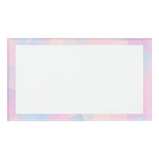 The Pastel Colours Low Poly Name Tag (Front)