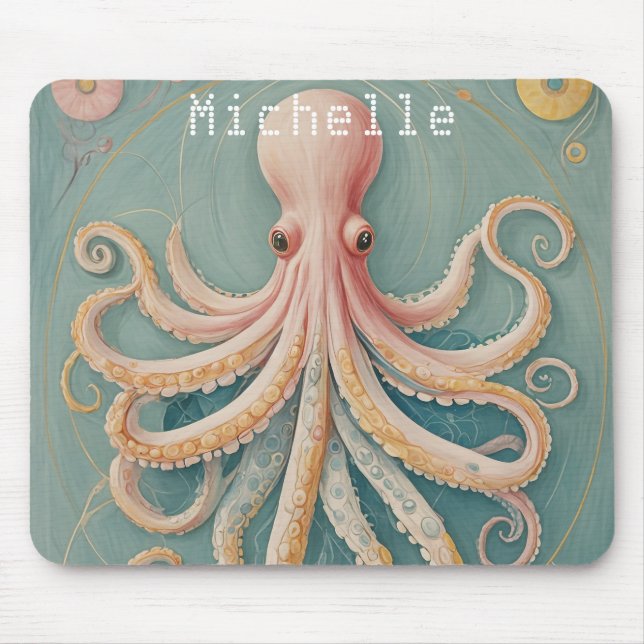 The Pastel Octopus of Enchanted Reef Mouse Mat (Front)