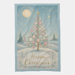 The Pastel Solstice Tree Tea Towel