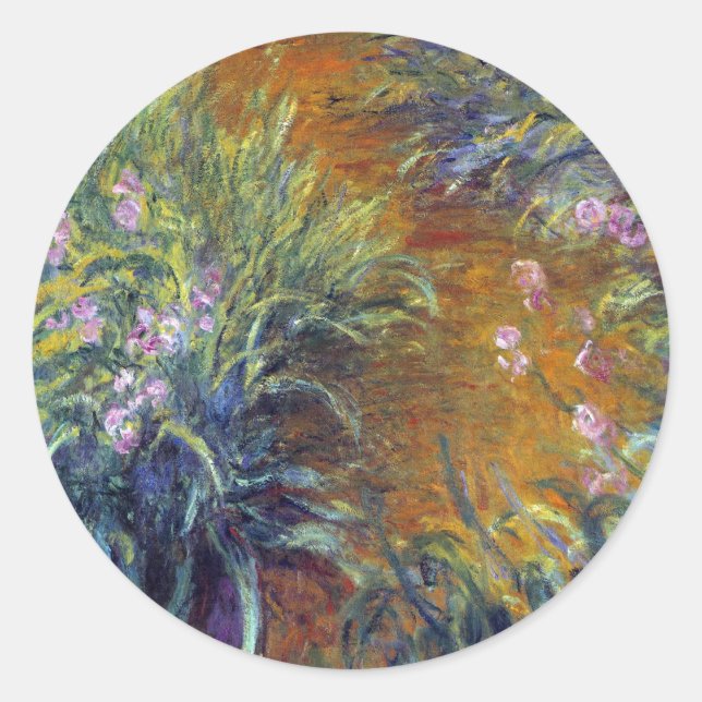 The Path Through the Irises by Claude Monet Classic Round Sticker (Front)