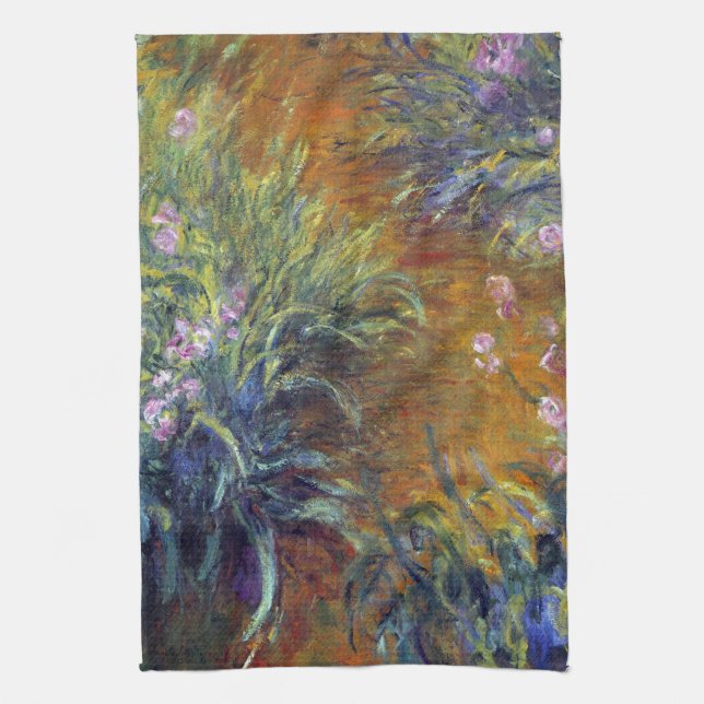 The Path Through the Irises by Claude Monet Tea Towel (Vertical)