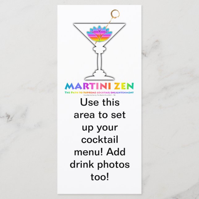 The Path to Cocktail Enlightenment Menu Rack Card (Front)