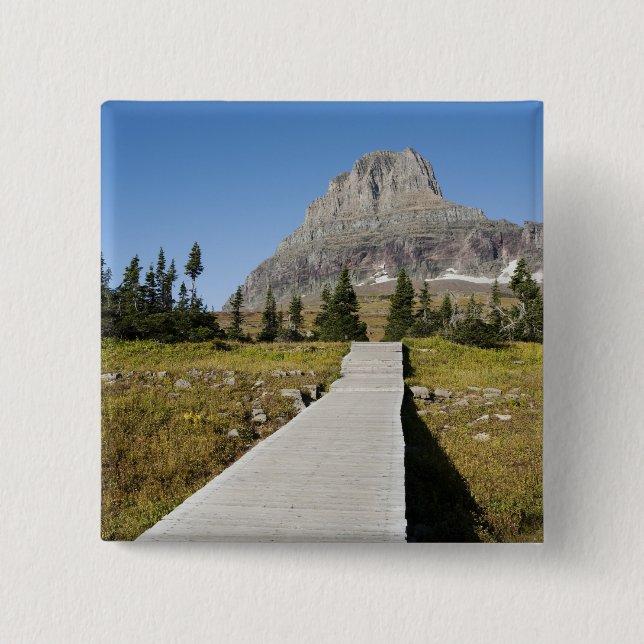 The pathway to the view of Hidden Lake 15 Cm Square Badge (Front)