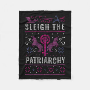 The Patriarchy Feminist Ugly Christmas Sweater Fleece Blanket