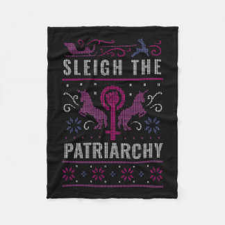 The Patriarchy Feminist Ugly Christmas Sweater Fleece Blanket