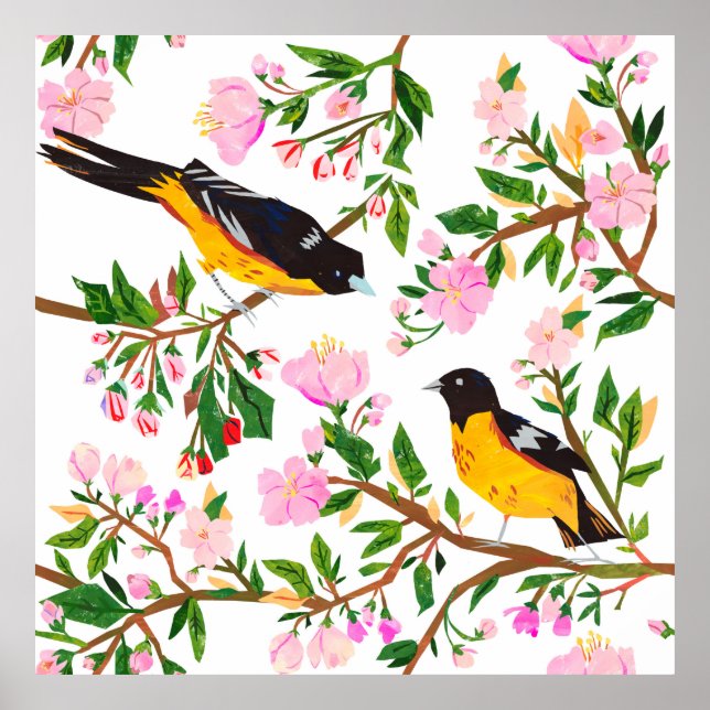 The pattern is with birds and flowers. It is creat Poster (Front)