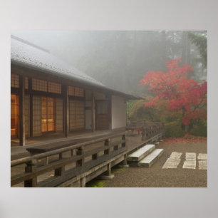 The pavilion at the Portland Japanese Garden Poster