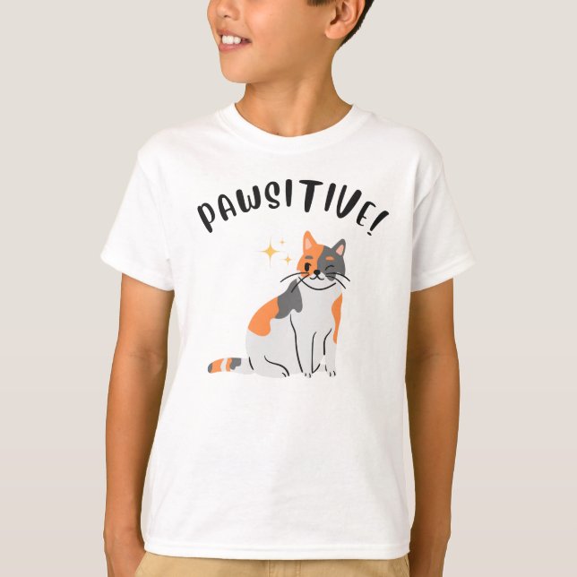 The PAWSITIVE Cat - Kid's T-Shirt (Front)
