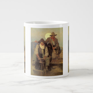 The Pay Stage by NC Wyeth, Vintage Cowboys Large Coffee Mug