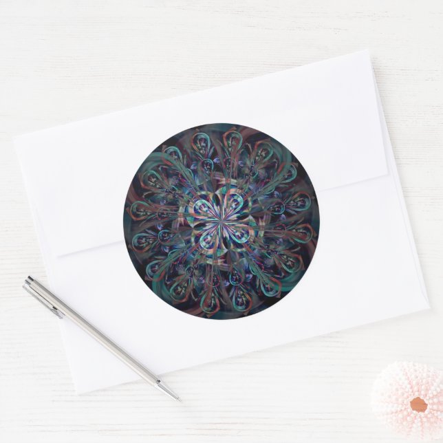 The Peacock Flower Classic Round Sticker (Envelope)