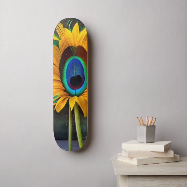 The Peacock Sunfeather Flower Skateboard (Wall Art)