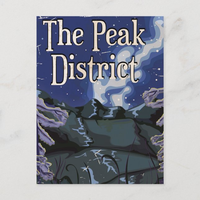 The Peak district Vintage Railway Travel Poster Postcard (Front)