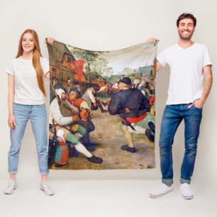 The Peasant Dance, Pieter Bruegel Fleece Blanket