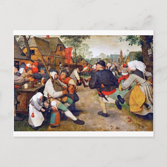 The Peasant Dance, Pieter Bruegel Postcard (Front)