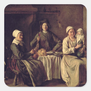 The Peasant Family, 1642 (oil on canvas) Square Sticker